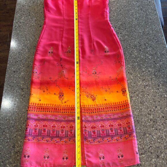 Colors of Sunset Sleeveless Lined Sheath Dress with Rhinestones Size 6 by Chorus - Picture 6 of 11